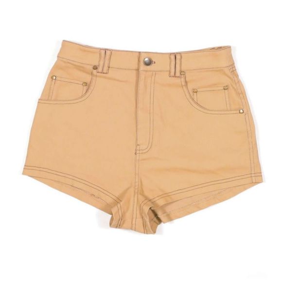 H:ours Midtown Mini Shorts in Khaki Sz S High Waisted Twill Stretch Revolve NWT - Picture 2 of 6